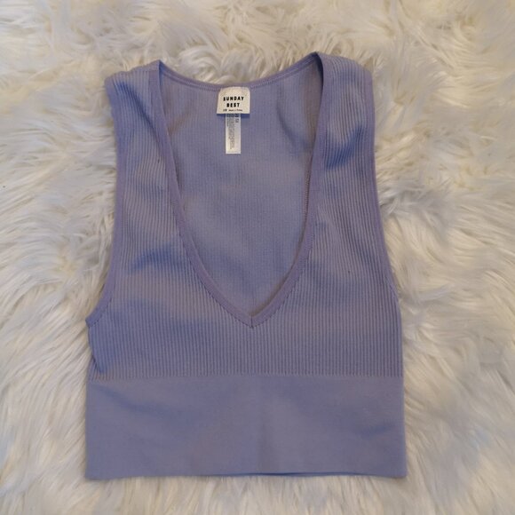 Aritzia Sunday Best Seamless Ribbed Crop Top - Size XS - Picture 1 of 2